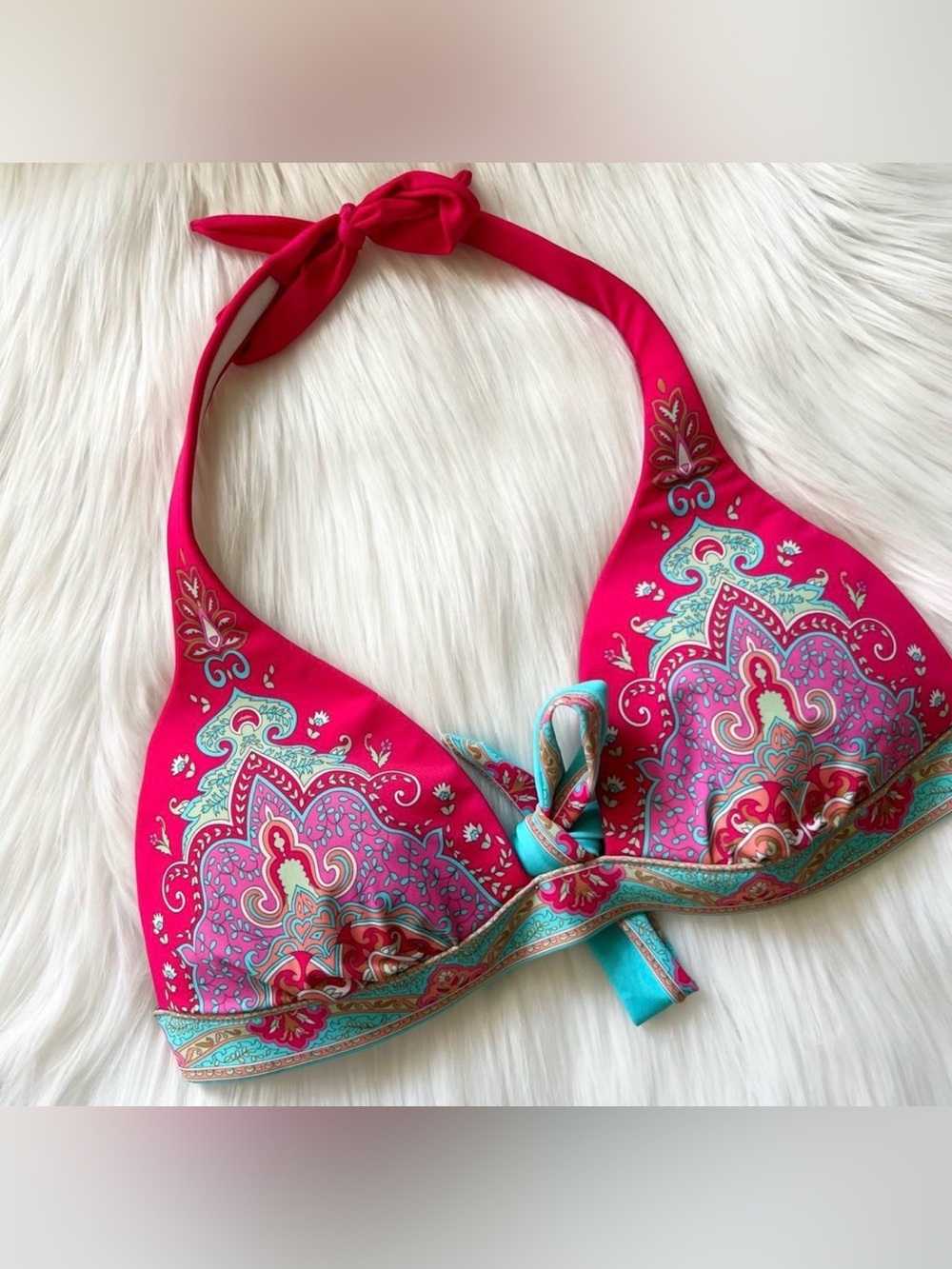 Victoria's Secret Pink and Blue Bikini Top Sz Medium